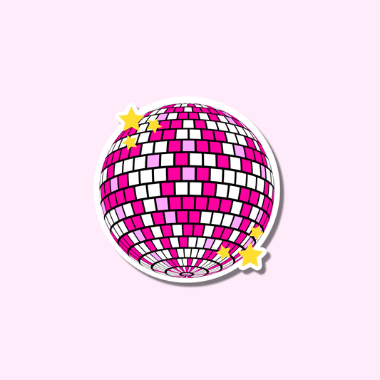 Disco roze met sterretjes ★ sticker