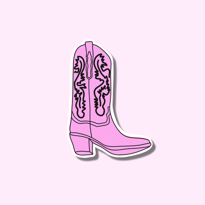 Cowboy laars roze met zwart ★ sticker