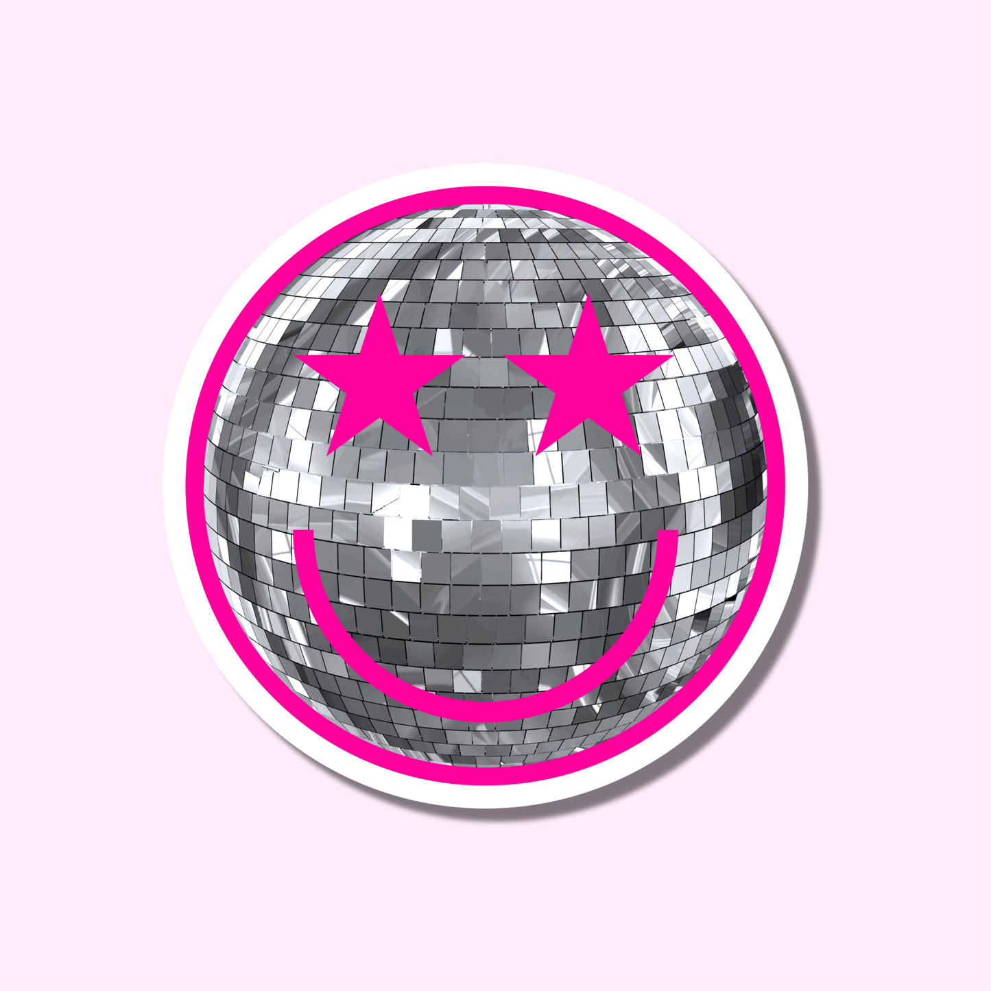 Disco smiley roze ★ sticker