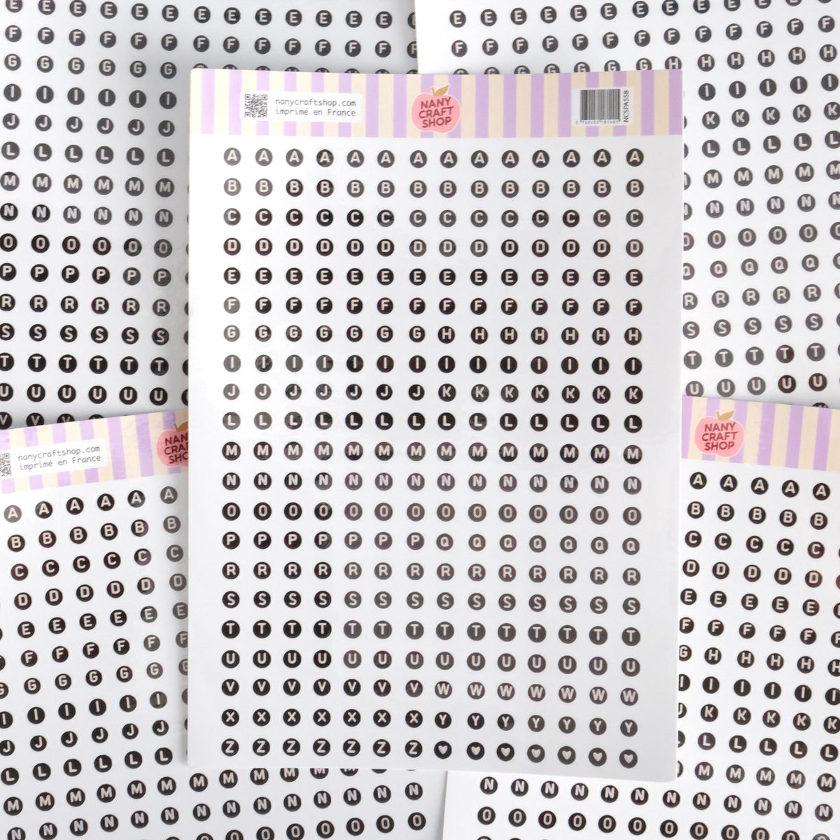 Letter beads zwart ★ stickervel (Nany Craft Shop)