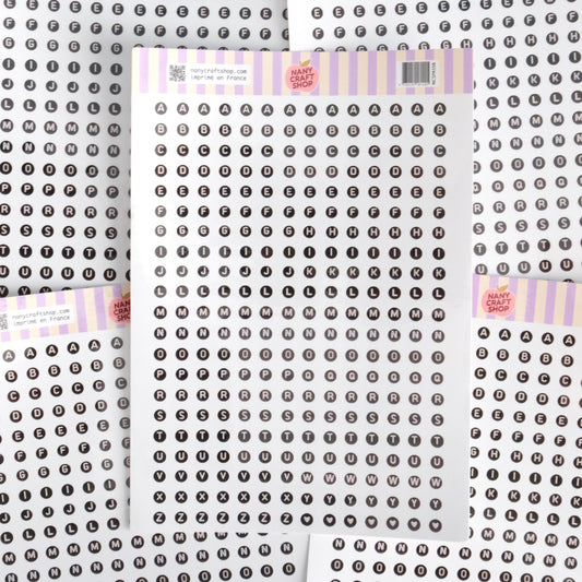 Letter beads zwart ★ stickervel (Nany Craft Shop)