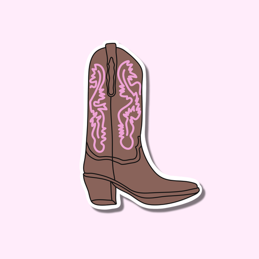 Cowboy laars bruin/roze ★ sticker