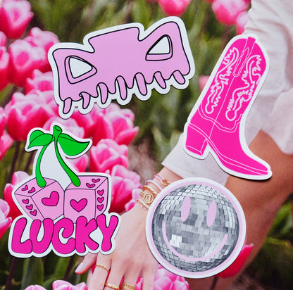 Cowboy laars donker roze met licht roze ★ sticker