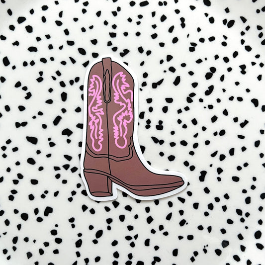 Cowboy laars bruin/roze ★ sticker