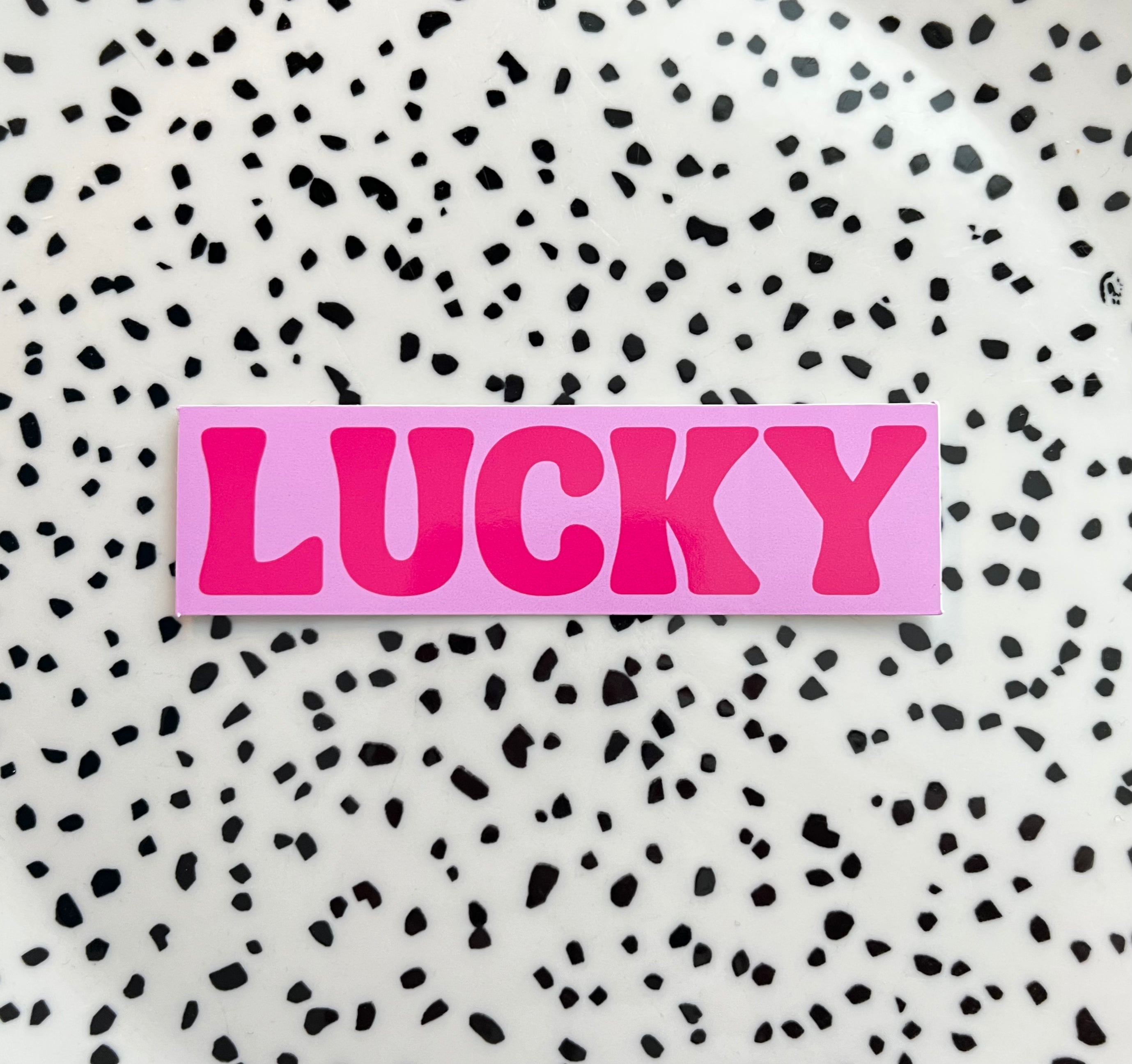 Lucky roze sticker – Plakmoppie