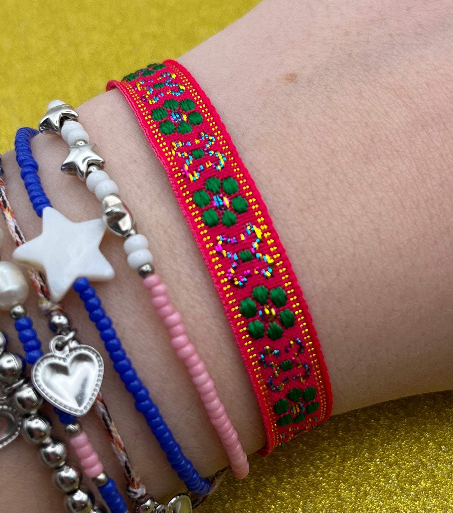 Flower roze ★ lint armbandje